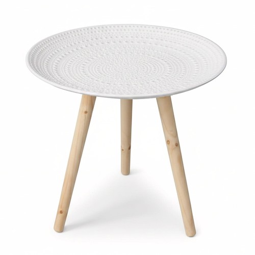 White side table round - white,
