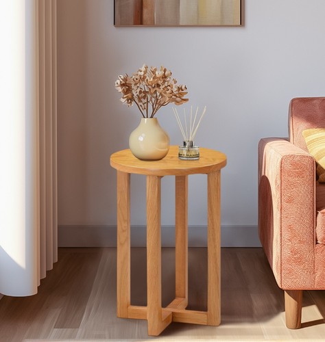 Round side table small oak - round, table,