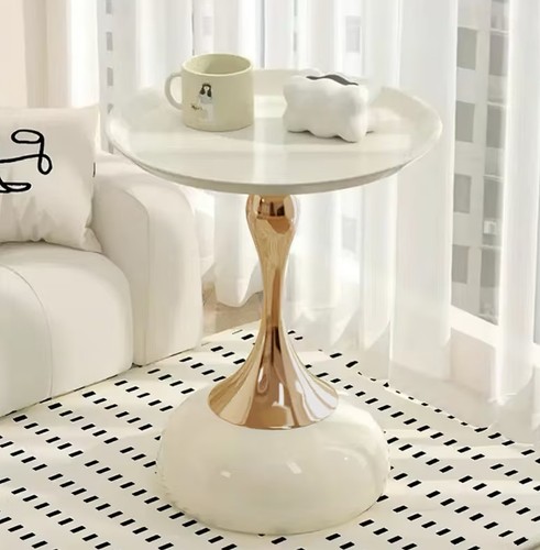 Small round coffee table white - coffee,